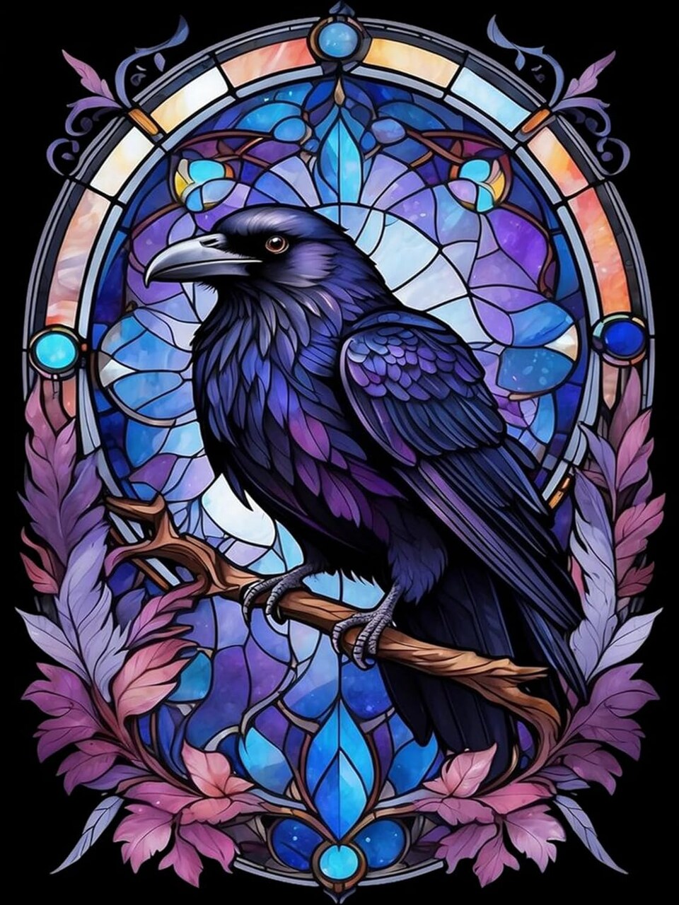 Diamond Painting Kits for Adults, Crow DIY 5D Diamond Art Kits Full Drill Diamond Dots Paintings with Diamonds Gem Art and Crafts Home Decor 12x16inch
